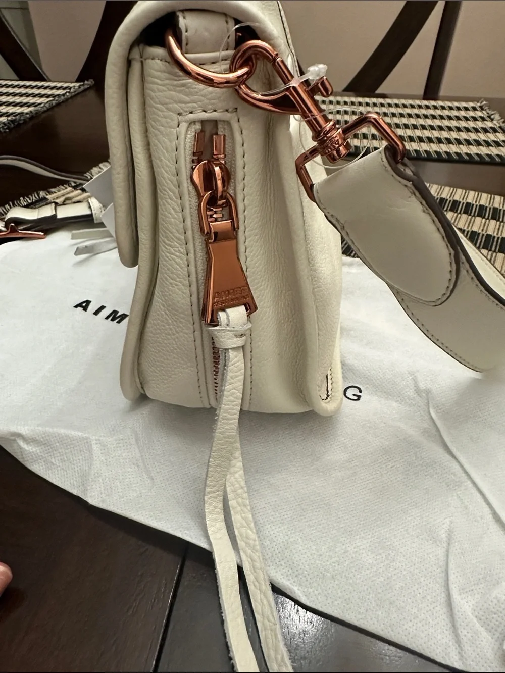 Aimee Kestenberg Cream Great Escape Crossbody Bag with Rose Gold Accents